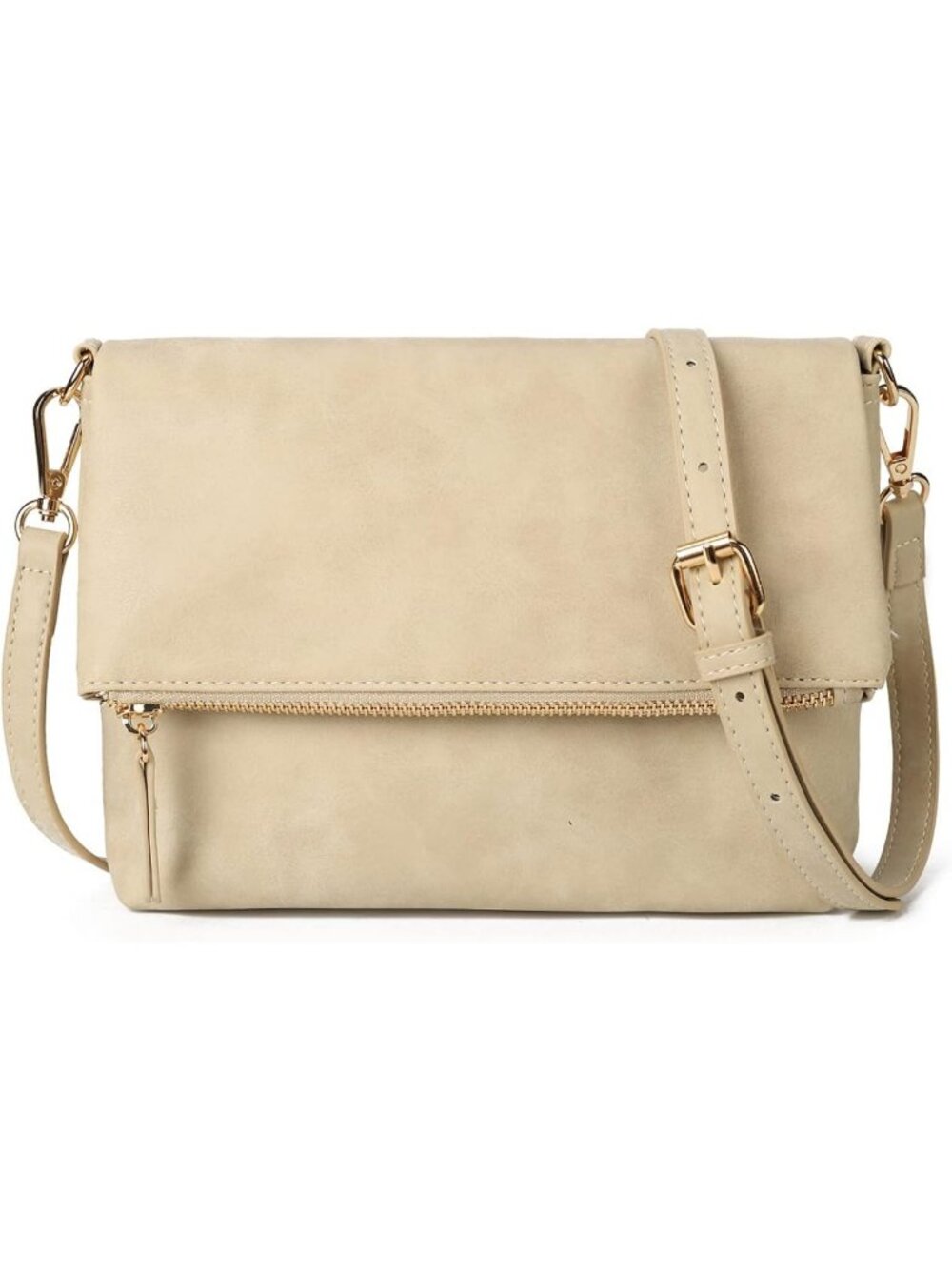Women's Cream PU Leather Small Crossbody Bag Purse Shoulder Adjustable Strap